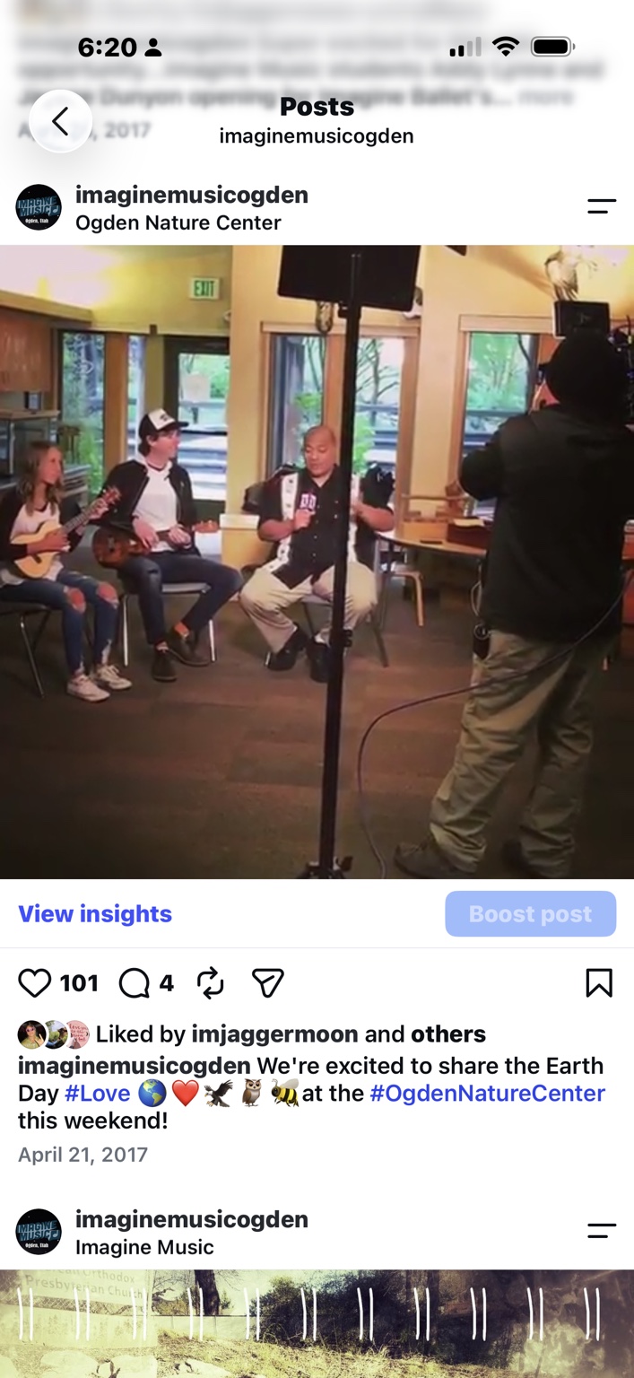Imagine Music students performing for the community at the Ogden Nature Center in 2017